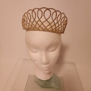 Gold and rhinestone Tiara 2.5 inch tall